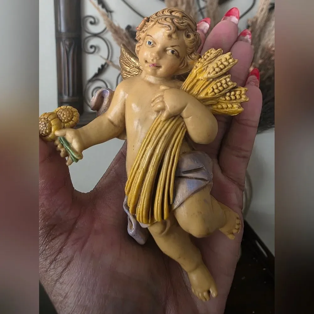Vtg Angel Cherub Depose Italy 5' Wall Ornaments Hanging Set Of 4 135 136 137 138